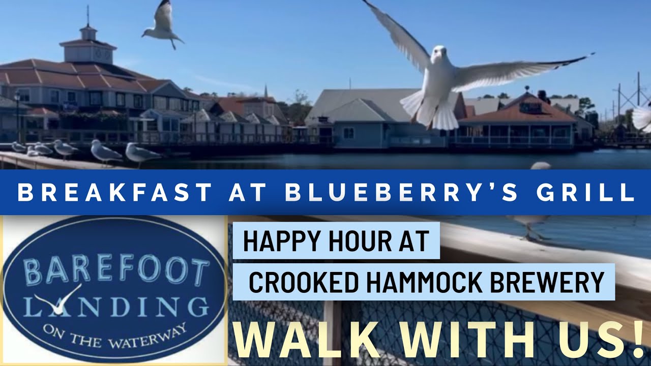 Barefoot Landing North Myrtle Beach 2022 walking tour Blueberry’s Grill and Crooked Hammock Brewery