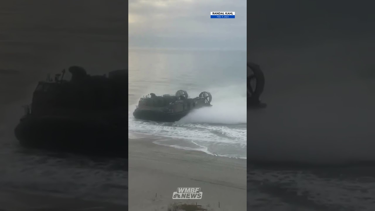 Navy hovercraft comes ashore in North Myrtle Beach area